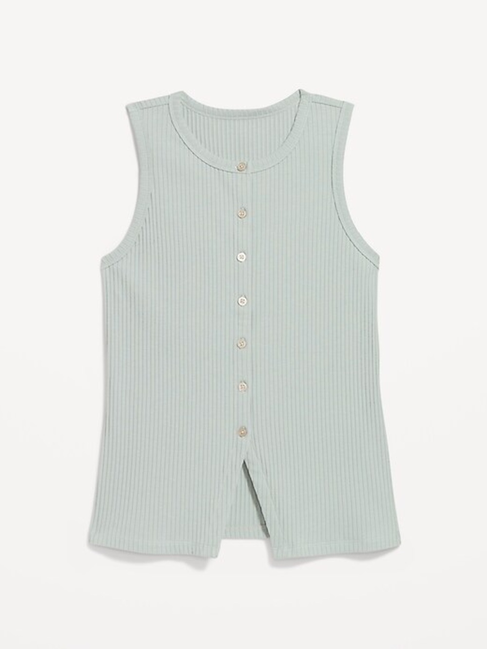 Button Down Ribbed Button Top - Silver Sage
